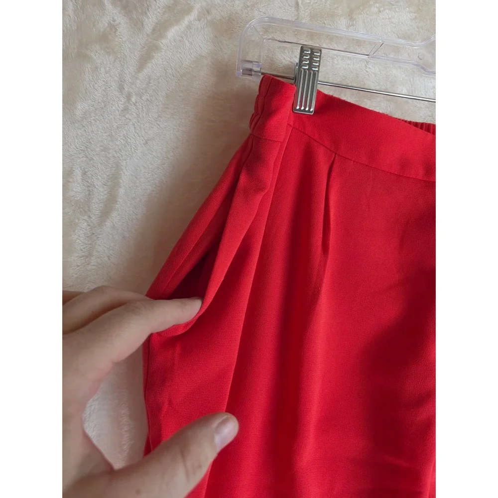Nordstrom Halogen Red‎ Trousers Pants Pleated Waist Elastic Back.
